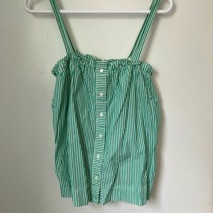 Green and white striped cotton cami by J. Crew. Size 2.